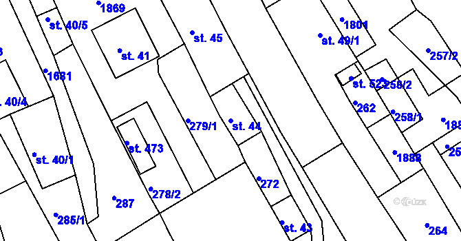 Parcela st. 44 v KÚ Hrabyně, Katastrální mapa