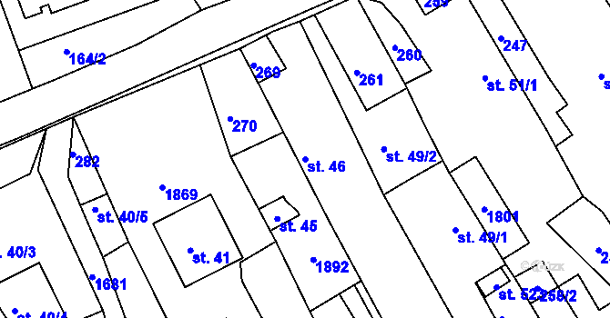 Parcela st. 46 v KÚ Hrabyně, Katastrální mapa
