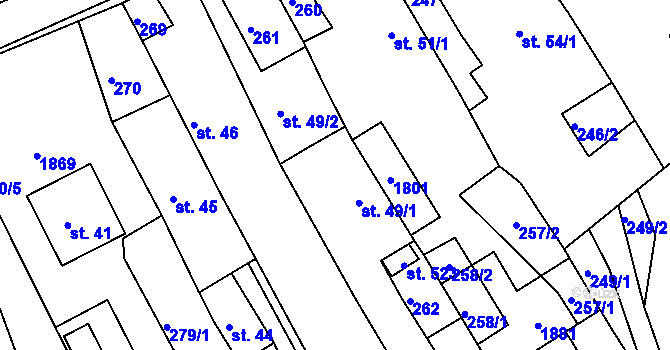 Parcela st. 49/1 v KÚ Hrabyně, Katastrální mapa