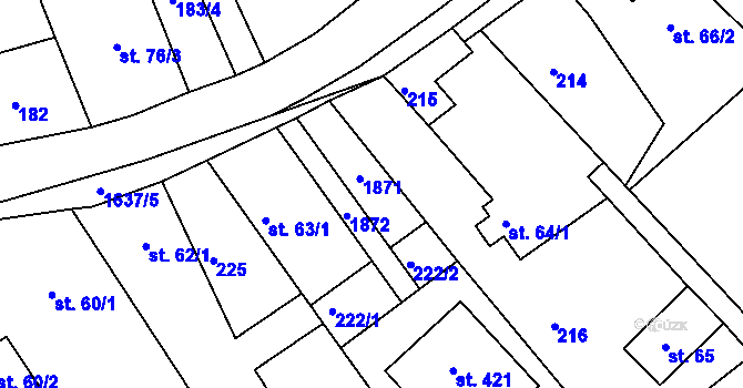 Parcela st. 63/2 v KÚ Hrabyně, Katastrální mapa