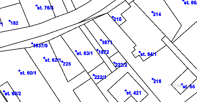 Parcela st. 63/3 v KÚ Hrabyně, Katastrální mapa