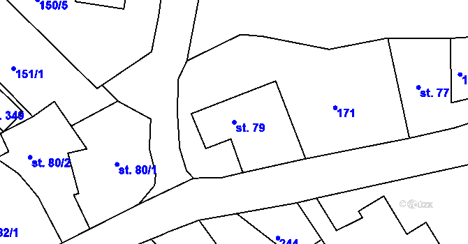 Parcela st. 79 v KÚ Hrabyně, Katastrální mapa