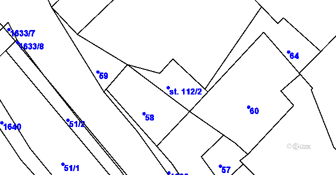 Parcela st. 112/2 v KÚ Hrabyně, Katastrální mapa