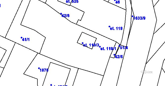 Parcela st. 119/3 v KÚ Hrabyně, Katastrální mapa