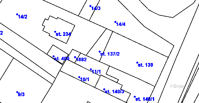 Parcela st. 137/2 v KÚ Hrabyně, Katastrální mapa