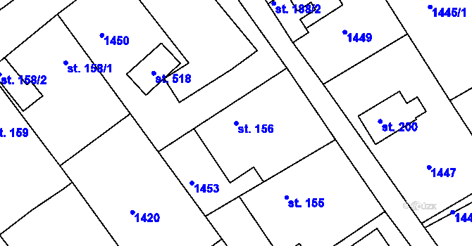 Parcela st. 156 v KÚ Hrabyně, Katastrální mapa