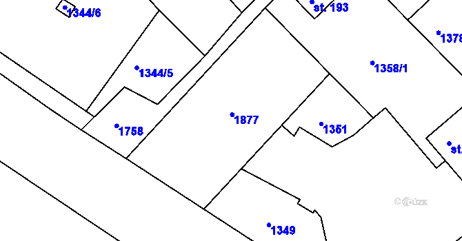 Parcela st. 172/2 v KÚ Hrabyně, Katastrální mapa