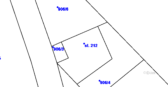 Parcela st. 212 v KÚ Hrabyně, Katastrální mapa