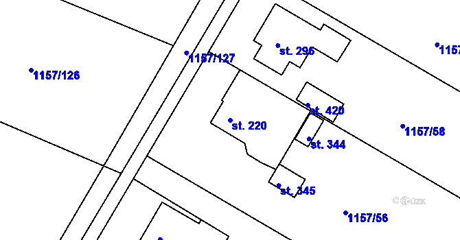 Parcela st. 220 v KÚ Hrabyně, Katastrální mapa