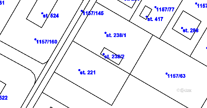 Parcela st. 238/2 v KÚ Hrabyně, Katastrální mapa