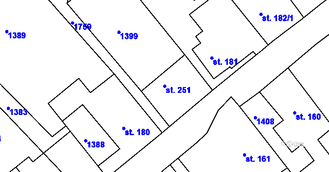 Parcela st. 251 v KÚ Hrabyně, Katastrální mapa
