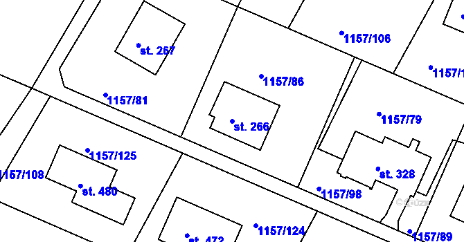 Parcela st. 266 v KÚ Hrabyně, Katastrální mapa
