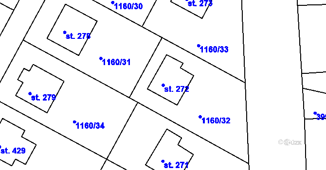 Parcela st. 272 v KÚ Hrabyně, Katastrální mapa