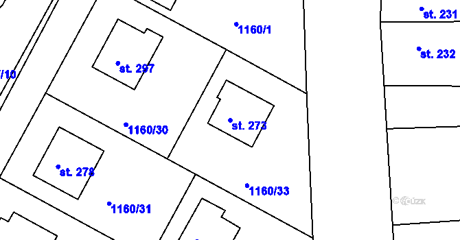 Parcela st. 273 v KÚ Hrabyně, Katastrální mapa