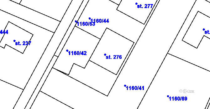 Parcela st. 276 v KÚ Hrabyně, Katastrální mapa
