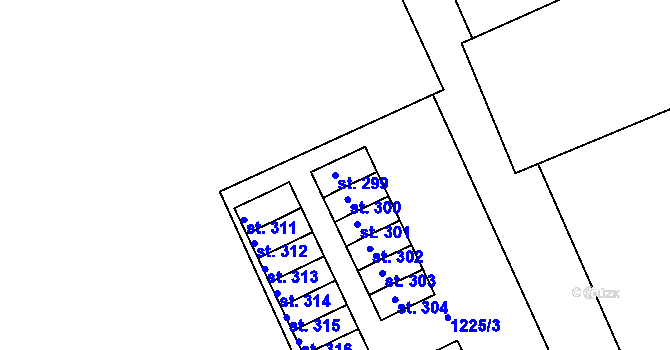 Parcela st. 299 v KÚ Hrabyně, Katastrální mapa