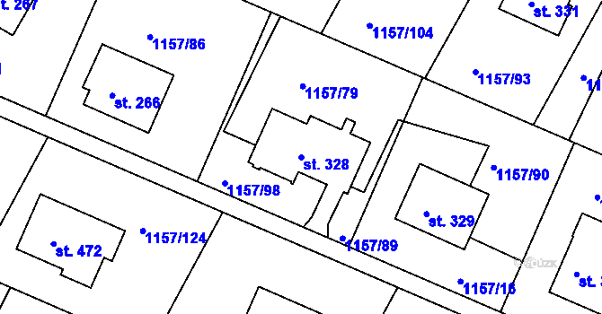 Parcela st. 328 v KÚ Hrabyně, Katastrální mapa