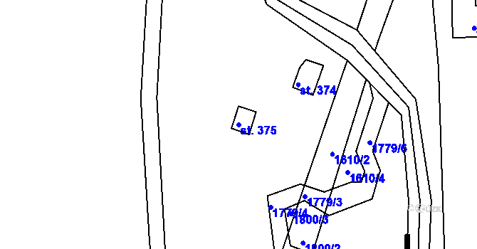 Parcela st. 375 v KÚ Hrabyně, Katastrální mapa