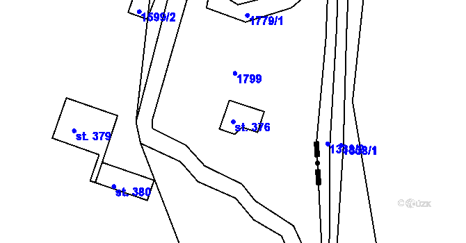 Parcela st. 376 v KÚ Hrabyně, Katastrální mapa