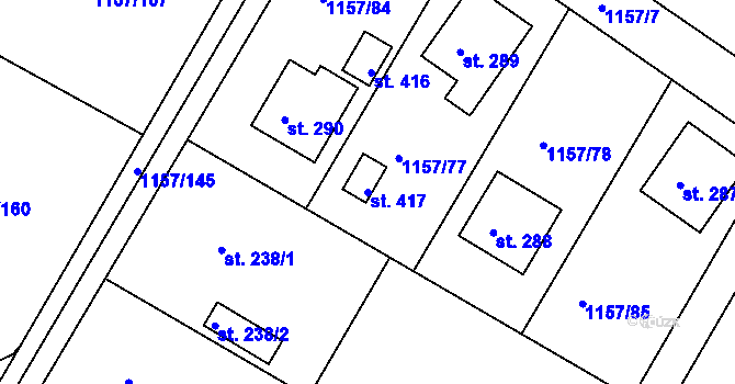 Parcela st. 417 v KÚ Hrabyně, Katastrální mapa