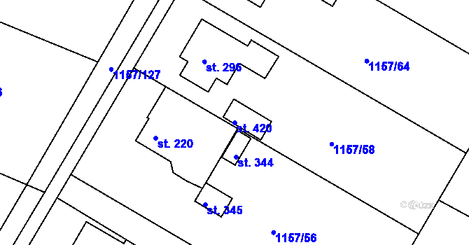 Parcela st. 420 v KÚ Hrabyně, Katastrální mapa