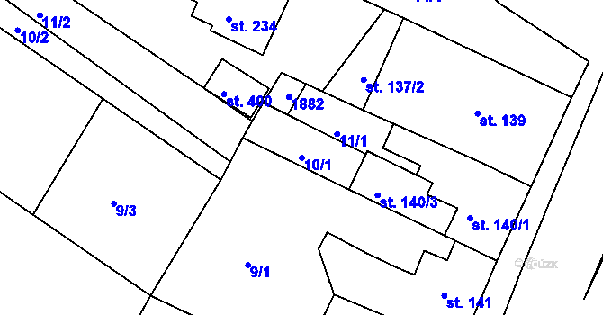 Parcela st. 10/1 v KÚ Hrabyně, Katastrální mapa