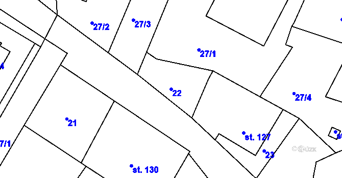 Parcela st. 22 v KÚ Hrabyně, Katastrální mapa