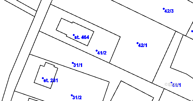 Parcela st. 41/2 v KÚ Hrabyně, Katastrální mapa