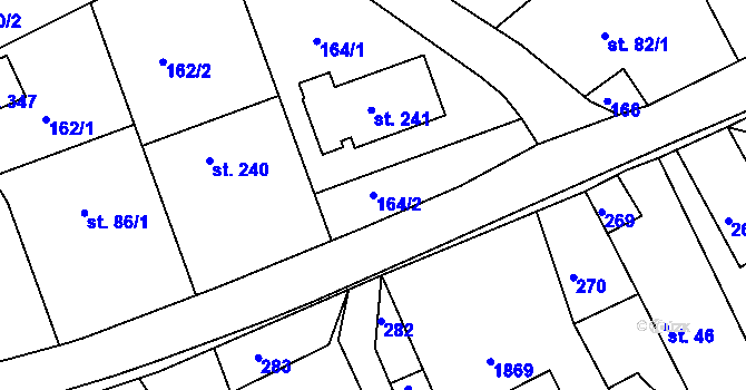 Parcela st. 164/2 v KÚ Hrabyně, Katastrální mapa