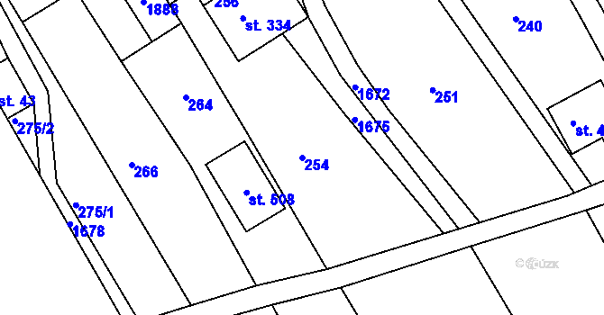 Parcela st. 254 v KÚ Hrabyně, Katastrální mapa
