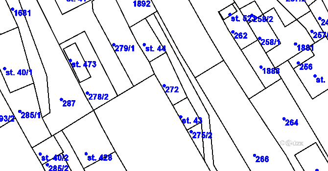 Parcela st. 272 v KÚ Hrabyně, Katastrální mapa
