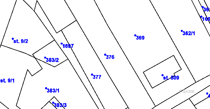 Parcela st. 376 v KÚ Hrabyně, Katastrální mapa
