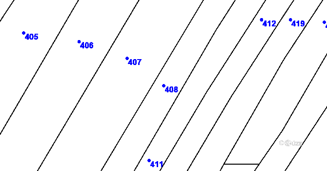 Parcela st. 408 v KÚ Hrabyně, Katastrální mapa