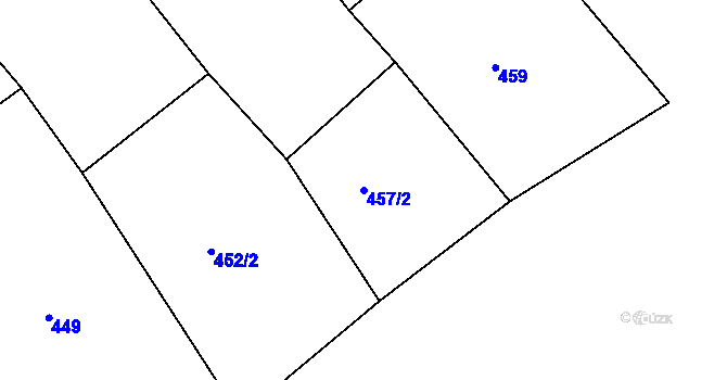 Parcela st. 457/2 v KÚ Hrabyně, Katastrální mapa