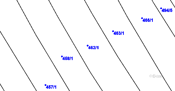Parcela st. 462/1 v KÚ Hrabyně, Katastrální mapa