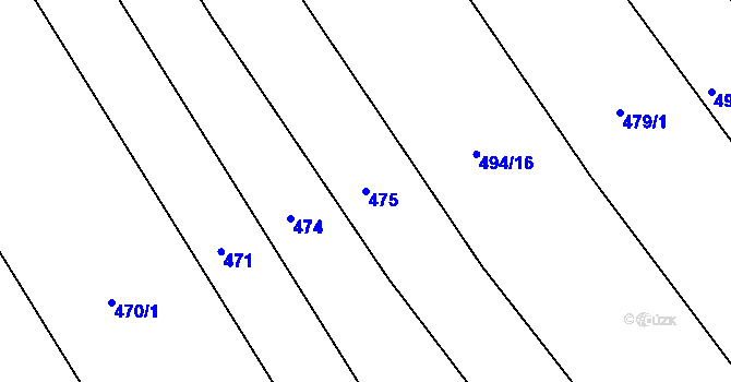Parcela st. 475 v KÚ Hrabyně, Katastrální mapa
