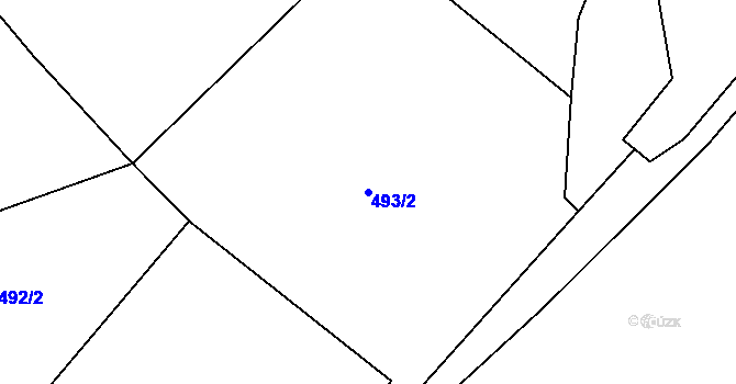 Parcela st. 493/2 v KÚ Hrabyně, Katastrální mapa