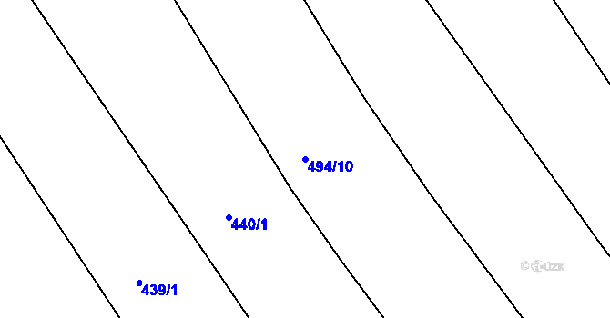 Parcela st. 494/10 v KÚ Hrabyně, Katastrální mapa