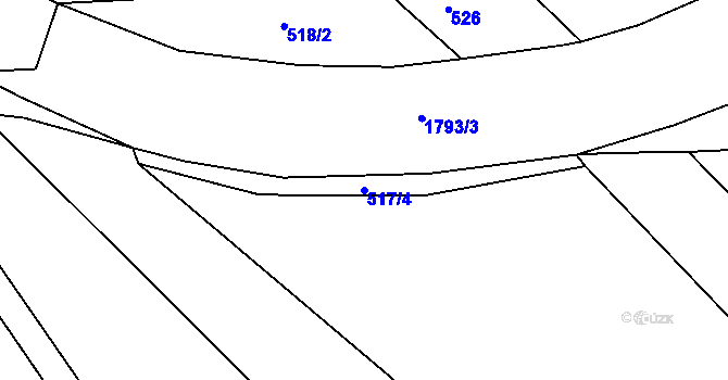 Parcela st. 517/4 v KÚ Hrabyně, Katastrální mapa