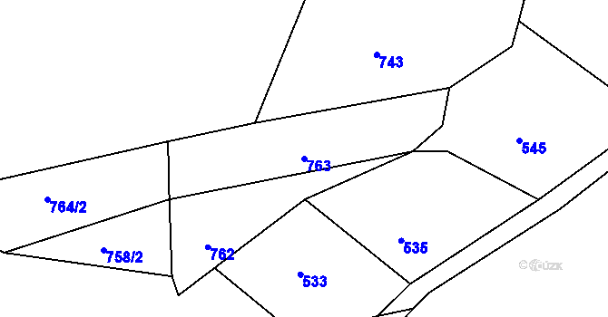 Parcela st. 763 v KÚ Hrabyně, Katastrální mapa