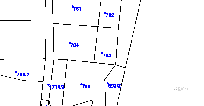 Parcela st. 783 v KÚ Hrabyně, Katastrální mapa