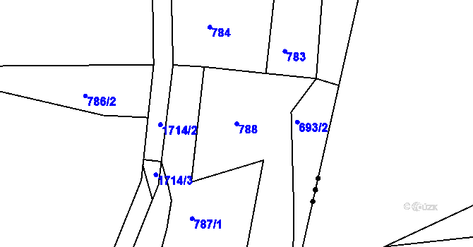 Parcela st. 788 v KÚ Hrabyně, Katastrální mapa