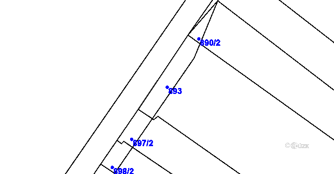 Parcela st. 893 v KÚ Hrabyně, Katastrální mapa