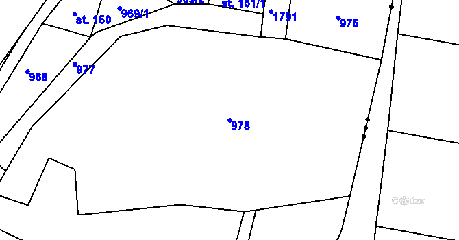 Parcela st. 978 v KÚ Hrabyně, Katastrální mapa