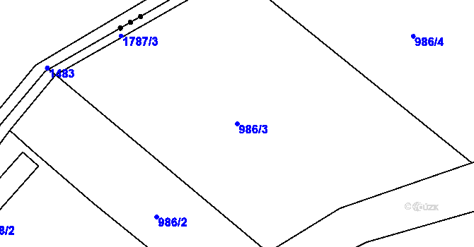 Parcela st. 986/3 v KÚ Hrabyně, Katastrální mapa