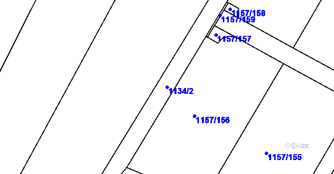 Parcela st. 1134/2 v KÚ Hrabyně, Katastrální mapa