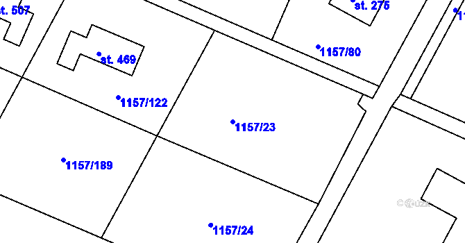 Parcela st. 1157/23 v KÚ Hrabyně, Katastrální mapa