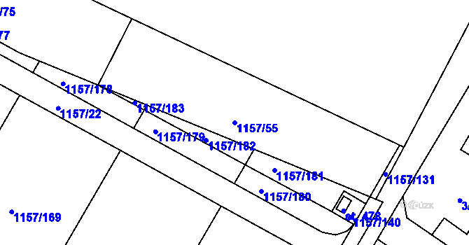 Parcela st. 1157/55 v KÚ Hrabyně, Katastrální mapa