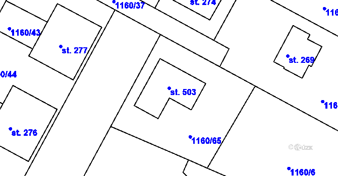 Parcela st. 503 v KÚ Hrabyně, Katastrální mapa