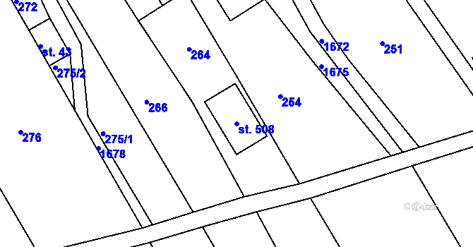 Parcela st. 508 v KÚ Hrabyně, Katastrální mapa